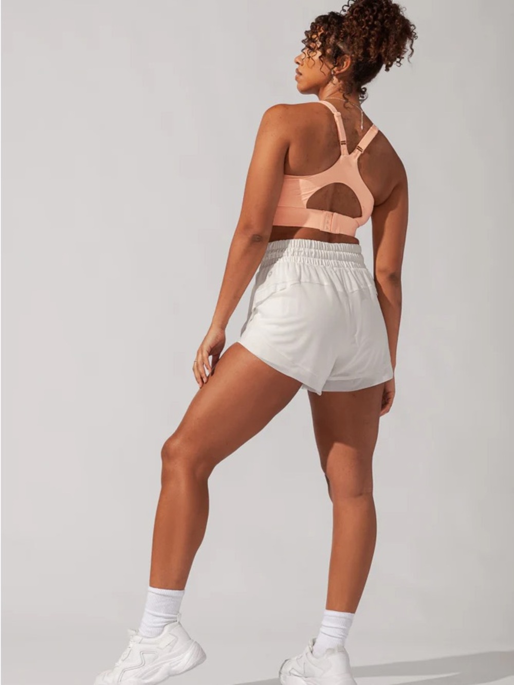 Cadence High Waist Mesh Run Short with Pockets - Coconut Cream